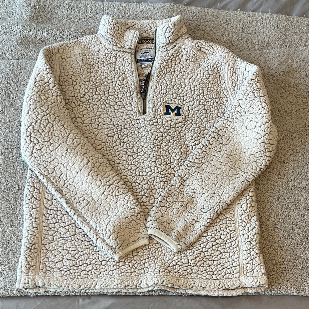Women’s Cream Fleece University of Michigan Quarter-Zip Sweatshirt